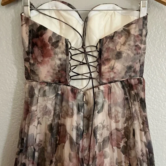 most beautiful day ivory multi floral print organza maxi dress Most Beautiful Day Blue Multi Floral Print Organza Maxi Dress